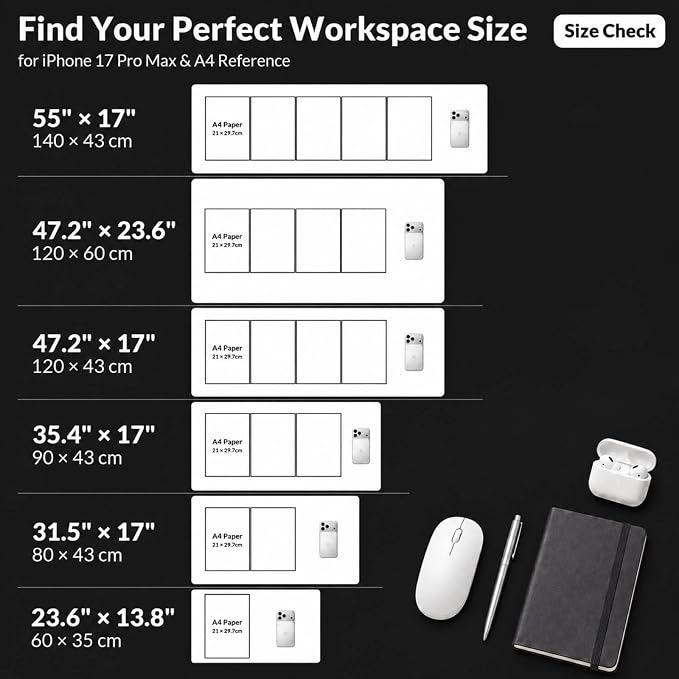 AFIING Cork Desk Mat 35.4" x 17", Dual-Sided Natural Cork & PU Leather Desk Pad, Non-Slip Waterproof Large Mouse Pad for Office, Home & Gaming, White
