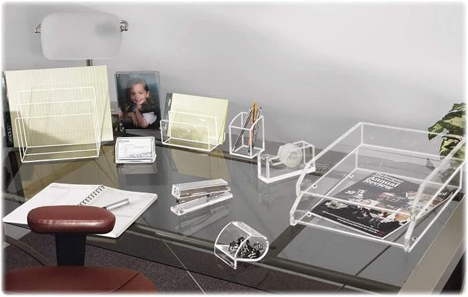 Kantek Clear Acrylic Desk Stapler, Large Capacity Holds a Full Strip of Standard Staples, 1.4" x 6" x 2.3", Non-Skid Feet, Office Organizer, Desk Accessory