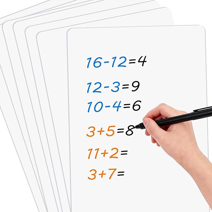 10 Packs of Small Whiteboards, Double-Sided Dry-Erase Blank Boards (Writable & Erasable) for Office, Home, Classroom, Math & Drawing (12” x 8”)