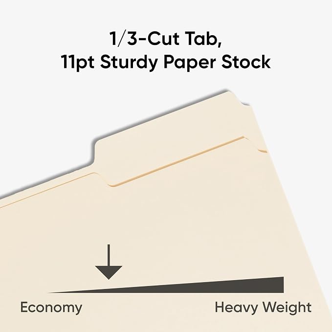 Smead File Folders Letter Sized, 1/3-Cut Tab, Assorted Positions, Letter Size Manila Folders, 100 Per Box (10381)