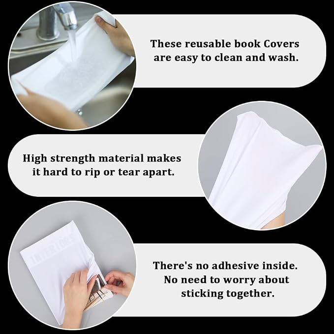 CRASPIRE 2Pcs White Stretch Book Cover Stretchy Book Covers 9 x 14in Wrap Sleeve Up to 9 x 11in Rectangle Elastic Cloth Washable Reusable Durable Protective Cover for Hardcover Book Paperback Textbook