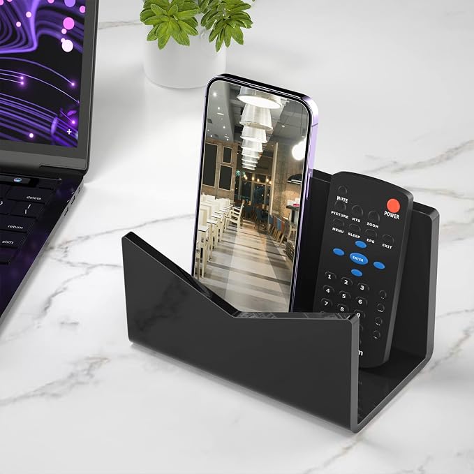 Richboom Acrylic Mail Holder, Envelope Holder for Desk Countertop Letter Holder for Home Office School (1 Section Black)