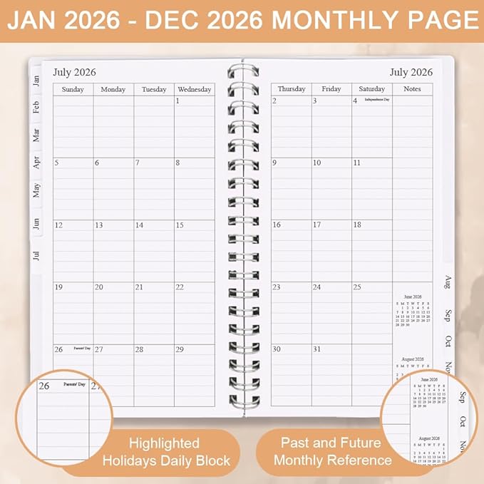 2026 Pocket Planner, A6 Weekly Planner with Monthly Tabs, Run January 2026-December 2026, Elastic Closure, Twin-Wire Binding, Easy to Organize Your Daily Life, 3.75 x 6.75 In, Pocket Planners 2026, Twig