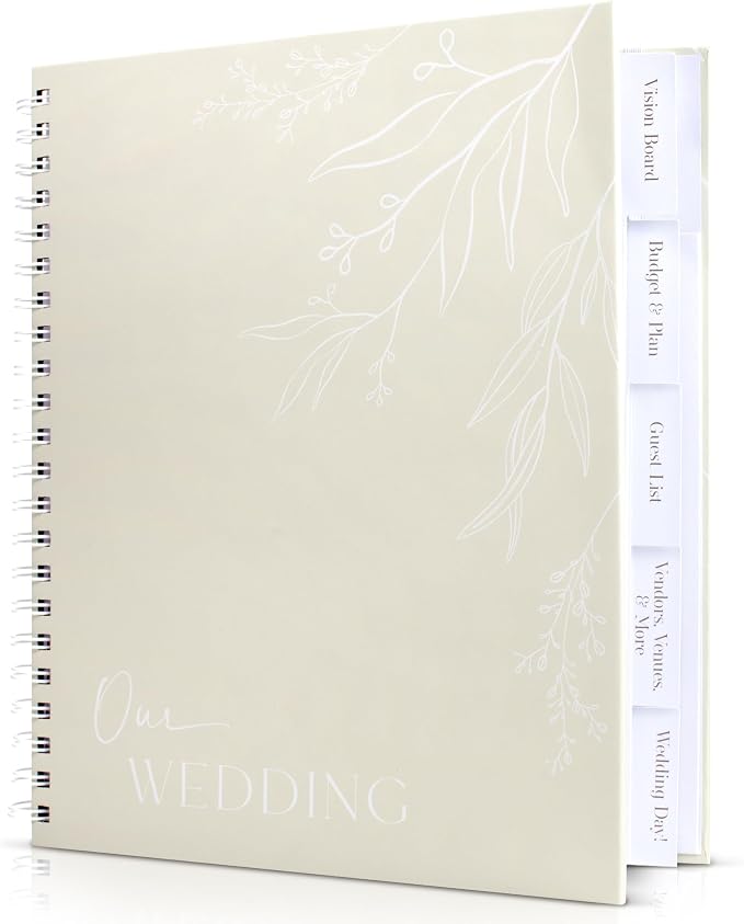 Beautiful Minimalistic Wedding Planner Book and Organizer - Enhance Excitement and Makes Your Countdown Planning Easy - Unique Engagement Gift for Newly Engaged Couples, Future Brides and Grooms