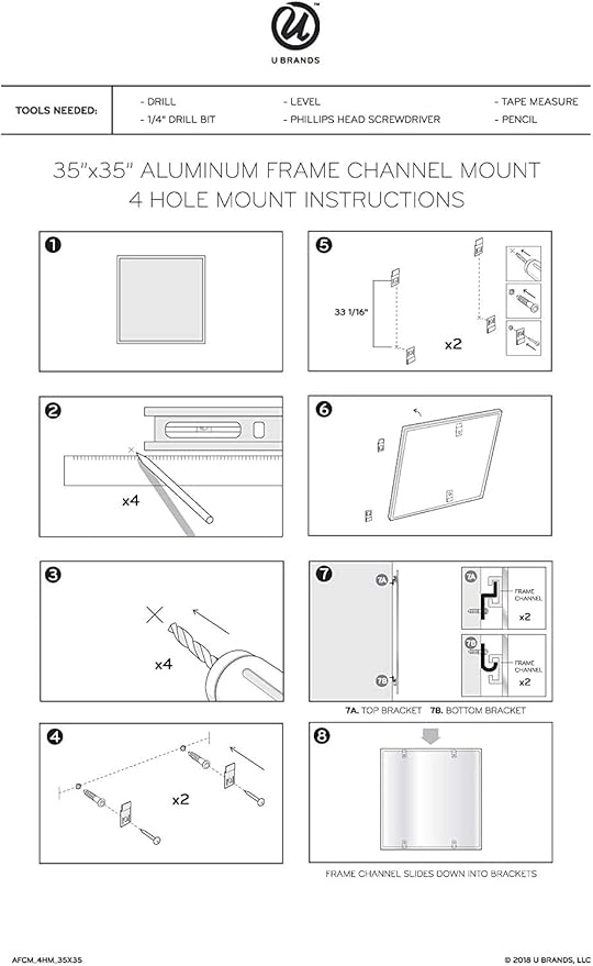 U Brands PINIT Magnetic Dry Erase Board White Board, 36" x 36" Inches, Silver Aluminum Frame