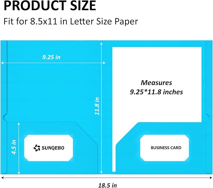 Two Pocket Folders, 6 Pack Paper Folders with Pockets, Durable Thick Paper File Folders, Fit Letter Size Paper, 6 Assorted Colors for Office, Home, Business, School Supplies