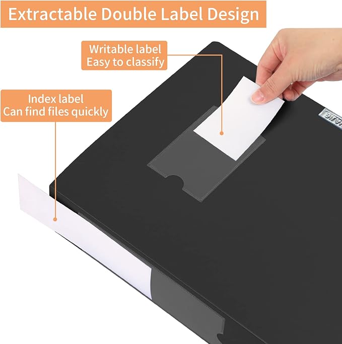 HUA JIE A4 Storage File Boxes Plastic Archives Cases with Lid, File Folder Organizer Document Filing Box for office,31×7.5×23.5 cm, Black(Pack of 8)