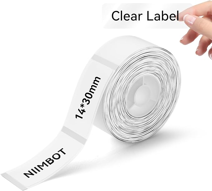 NIIMBOT Label Maker Tape for D11/D110/D101 Label Maker, 14 x 30 mm (0.55'' x 1.18'') for Home Office Labeling Tape Replacement, Clear