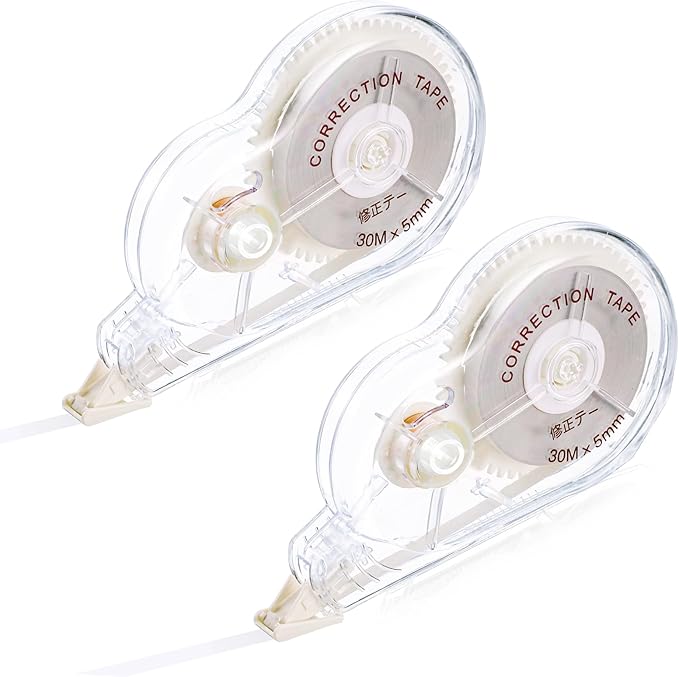 100 Ft Long Correction Tape, Tear-Resistant White Correction Tape Smooth Glide Quick Dry Correct Tapes for School Office Supplies, Crafting, Note Taking, Journal (2 Pieces)