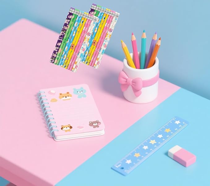 144pcs Flowers Pencils with Eraser Wood Pencils Bulk (Flowers, 144)