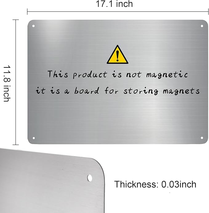 Bekith 2 Pack Stainless Steel Magnetic Board, 17.1" x 11.8" Magnet Bulletin Board to Display Magnetic Letters Numbers, Notes, Poetry, Photos, Spice Jars, Suitable for Wall, Refrigerator, Cabinet