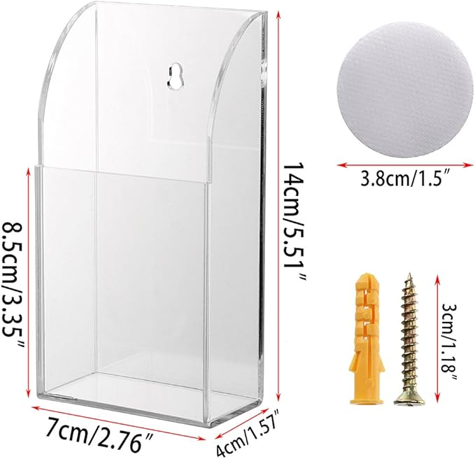 Hipiwe Wall Mount Remote Control Holder Clear Acrylic Media Organizer Storage Box Coffee Table and Nightstand Convenient Remote Control Caddy (One Compartment)