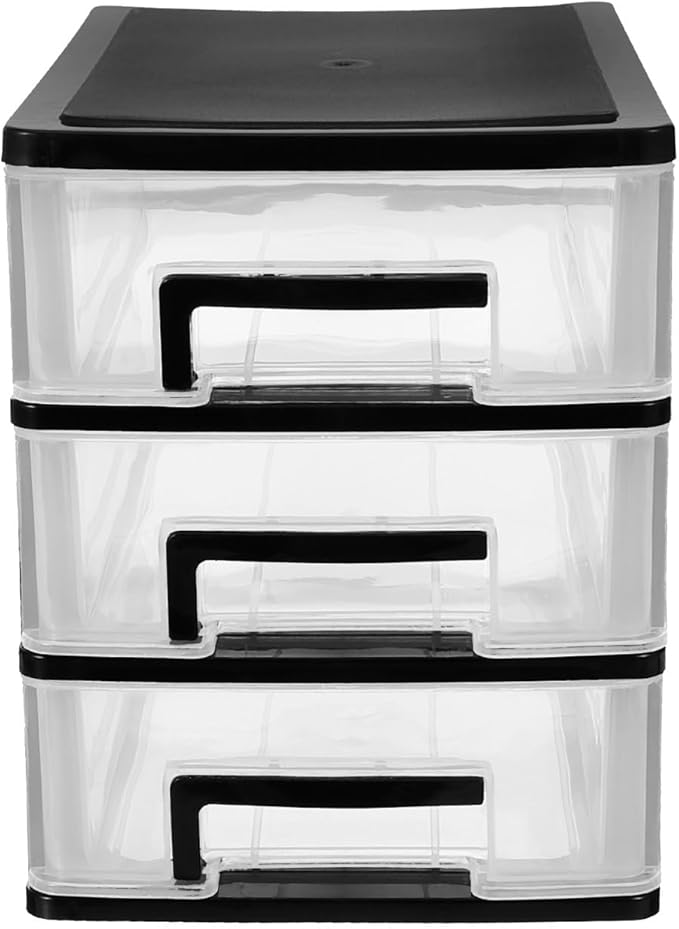 balacoo 3-Layer Transparent Drawer Storage Cabinet Portable Plastic Organizer for Desk Office and Home Multi-Functional Closet Storage Box 8.30X7.55X5.98In