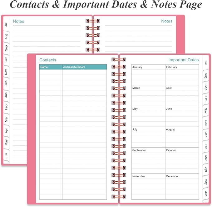 2026-2027 Pocket Planner/Calendar - 2026 Planner from July 2026 - June 2027, Planner 2026-2027 with 12 Tabs, Twin-Wire Binding, Inner Pocket, 3.75" x 6.75, Pink