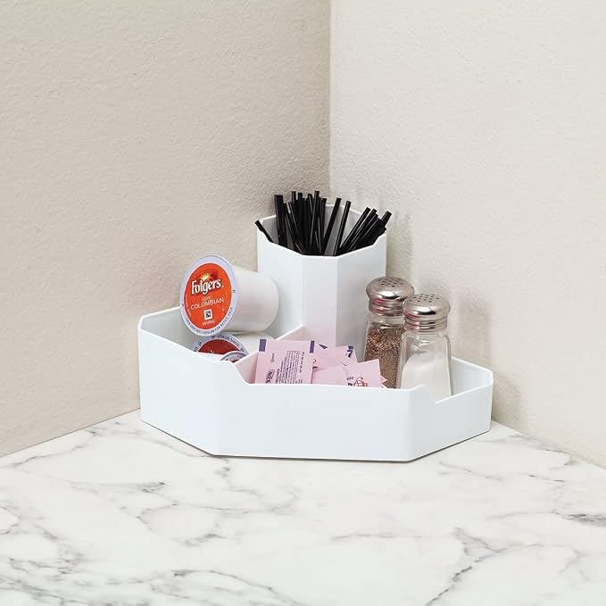 Fox Valley Traders Corner Desktop Organizer, Crafted With 100% Durable Plastic, Office Storage, Incudes Cup Holder and Three Pockets - Measures 6 1/2" Long x 6 1/2" Wide x 4" High