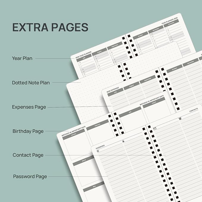 POPRUN Pocket calendar 2026-2027,pocket planner Jul 2026-Jan 2027, 6.5" x 3.5" Small Planner for Purse,Inner-pocket Weekly Planners with Hardcover, Tabs, Ruler, Pen Loop ,Unisex Weekly Planners for Organizing and Office - Midnight Green