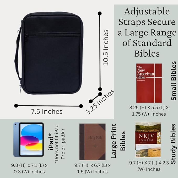 S.F. Creations Premium Bible & Book Carrying Case with Journaling Accessories - Convenient for Men, Women, Teens, and Kids (Black)