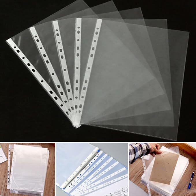 100 Pcs A4 Clear Document Folder, Waterproof Case Transparent Document Bag Paper Holder File Folder, Clear Plastic Folder