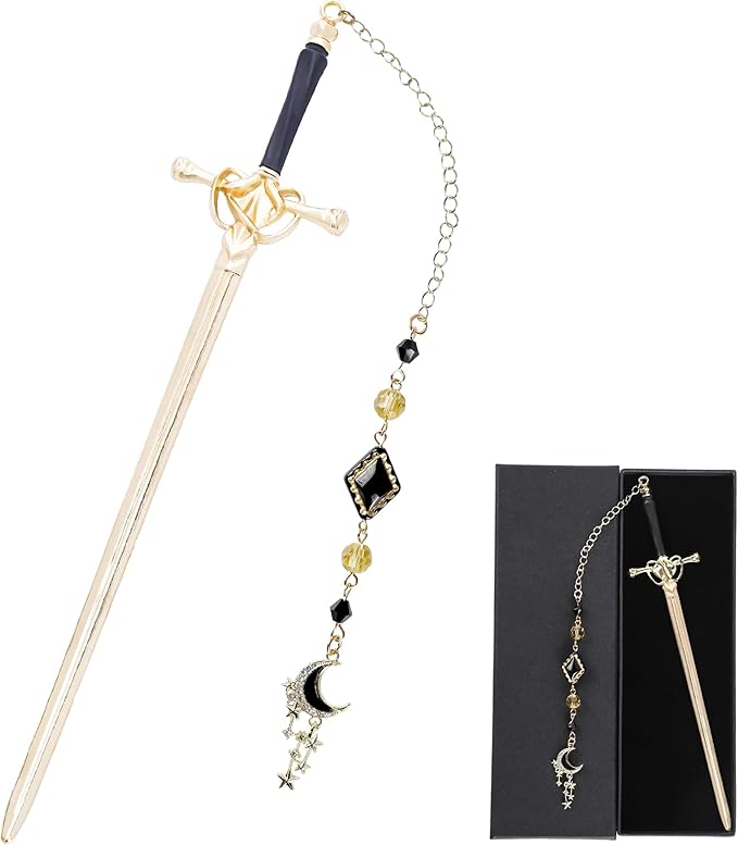 Charm Acotar Sword Bookmark - Fantasy Vintage Metal Book Marks Page Mark with Crystal Beads Moon Stars Charms for Women Men Students Teachers Reader Reading Lovers Birthday Gifts Accessories