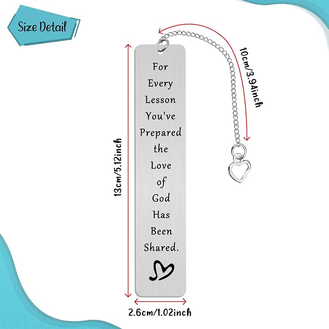 Bookmark Gifts for Sunday School Teacher Bible Teacher Appreciation Gift Religious Teacher Gift Christian Gift for Teacher End of Year Christmas Birthday Thank You Gift for Teacher