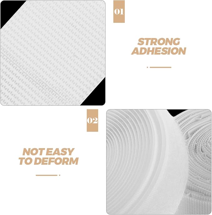 LUOZZY 2 Rolls Double Sided Adhesive Hook Loop Tape Strong Sticky Back Fastener Strips for Curtains Doors Home Office Use