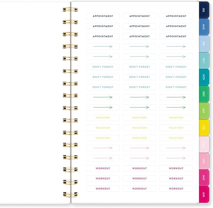 AT-A-GLANCE Planner 2025-2026 Academic, Simplified by Emily Ley, Weekly & Monthly, 5-1/2" x 8-1/2", Small, Monthly Tabs, Flexible Cover, Happy Stripe (EL37-200A)