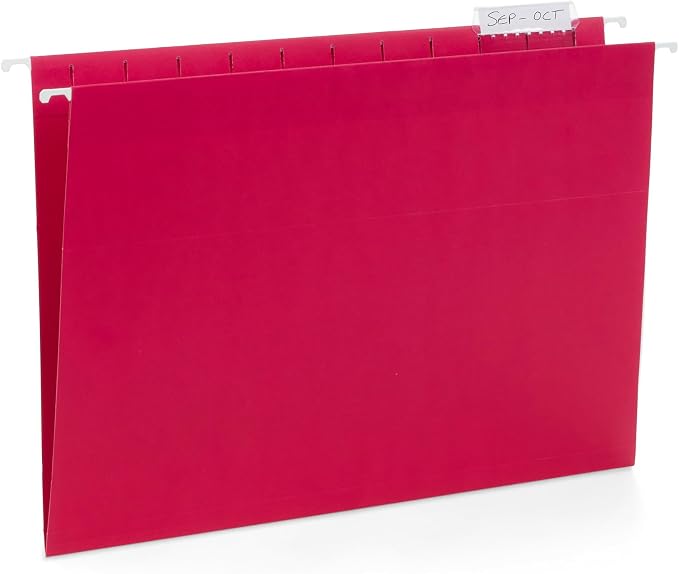 Blue Summit Supplies 25 Colored Hanging File Folders Letter Size with Tabs, Colored File Folders Hanging, Assorted Colors, Reinforced for Office Filing and Organization