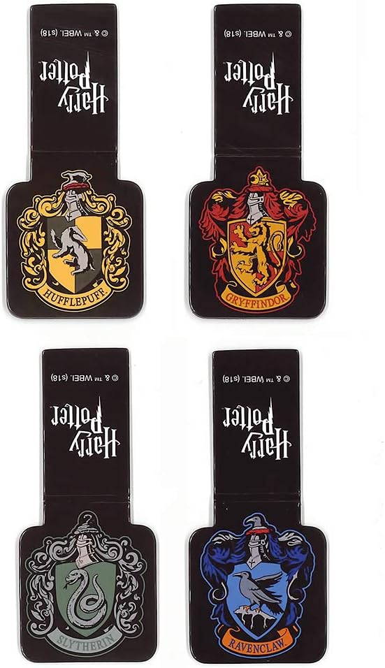 Ata-Boy Harry Potter Bookmark, Houses of Hogwarts Crests Magnetic Bookmarks (4 Set) Harry Potter Gifts & Merchandise