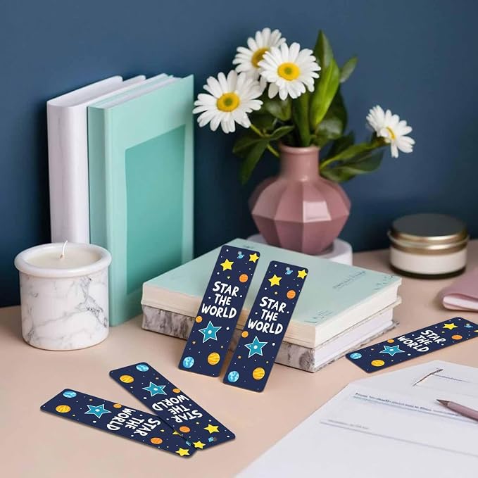 Space Planet Bookmarks Set 5 with Tassels Star The World Theme Wooden Bookmarks for Reading Women Men Students Teachers School Supplies