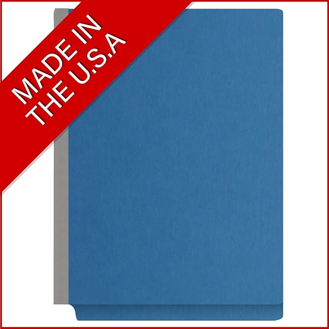 25 Pt. Pressboard Classification Folders, Full Cut End Tab, Letter Size, 2 Dividers, Royal Blue (Box of 10)