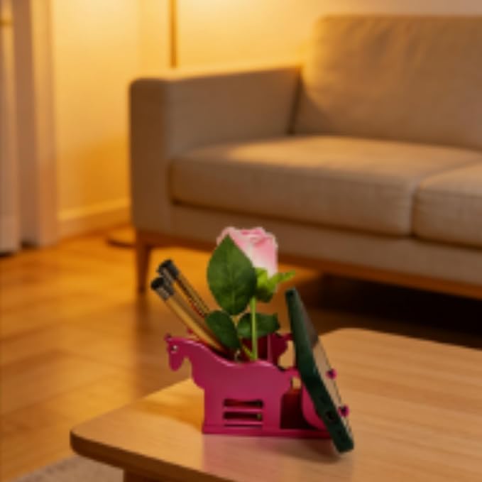 Horse-Shaped Pen Holder, All-aluminium. Multifunctional Metal stand.Book/Tablet/Phone Display Shelf, Decorative Office & Home Decor, Unique Gift Idea.