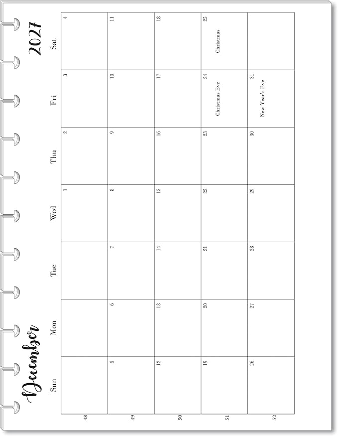 2027 Monthly Refills for 11-Disc Planners, Monthly Calendar for Big (Letter Size) Planners FeroniArt Inserts Compatible with Happy Planner ARC and TUL (11-Disc)