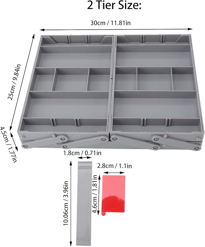 AMAKO Expandable Desk Organizer Tray: 3 Tier Drawer Organizer,for Jewelry, Cosmetic, Utensils & Office Supplies, Multi Level Storage Solution (2 Tier)