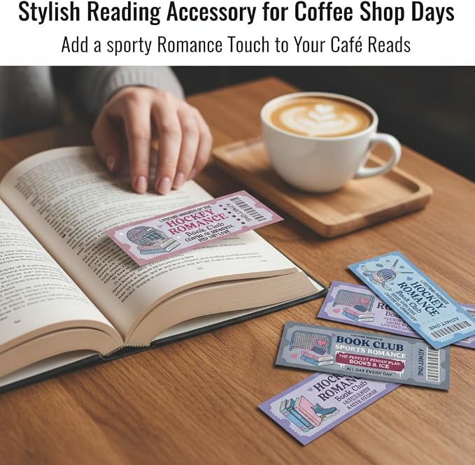 Hockey Romance Ticket Bookmarks-120PCS Retro Ticket Style Bookmarks for Readers, Sports Romance Aesthetic Bookmark Set, Book Club Reading Accessories for Romance Book Lovers