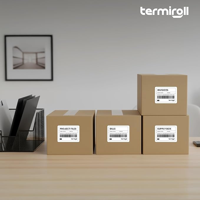 4x3 Direct Thermal Labels – 12 Roll Bulk Pack (6000 Labels), High-Volume Product & Inventory Barcode Labels, No Ink Required, Smooth Feeding for Rollo, Zebra & MUNBYN Printers