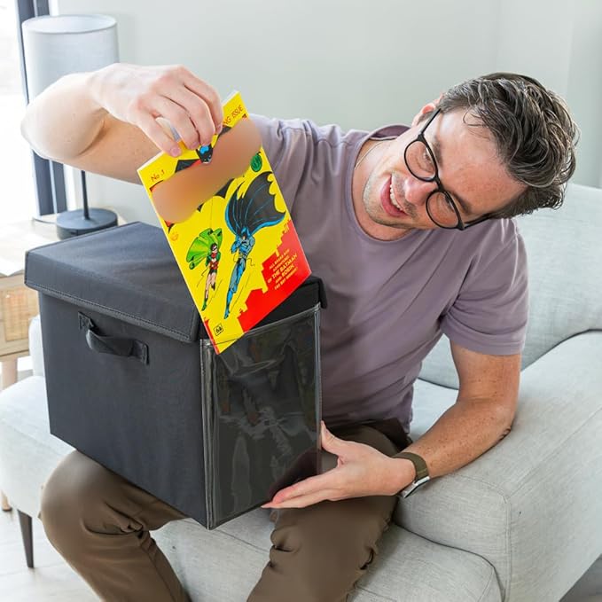 Comic Vision Comic Book Storage Box and Comic Book Display [Patent Pending] - Removeable, enclosed top