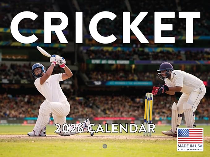 Cricket Calendar 2026 Monthly Wall Calender 12 Month Gifts | American Made In The USA