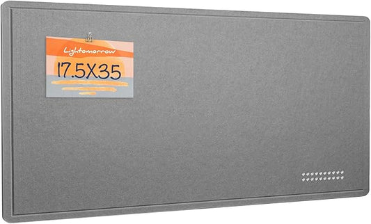 Lightomorrow Bulletin Board, 35 x 17 1/2 inches Felt Board - Decorative Pin Board, Cork Board Alternative for Wall, Foldable Self-Adhesive Vision Board Prayer Board with 20 Pushpins - Gray