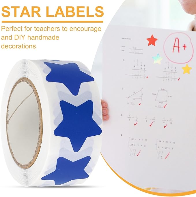 PATIKIL Star Stickers Roll 1", 500 Pcs Self-Adhesive Reward Stickers for Classroom Teacher Supplies and DIY Craft, Blue