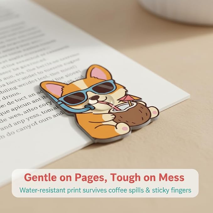 Corgi Peeking Magnetic Bookmarks Set of 8, Cute Dog Bookmark Clips with Funny Costume Designs, Magnetic Book Marks for Books, Planner & Journals, Gifts for Dog Lovers Women, Corgi Gifts