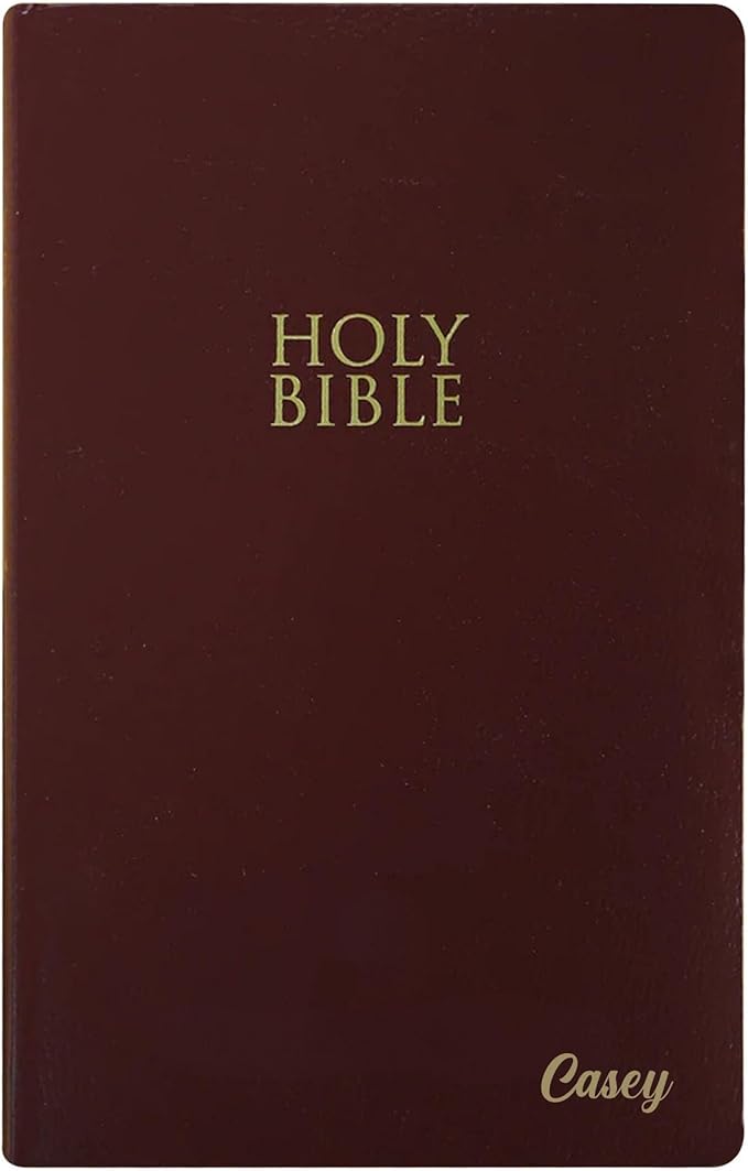 Personalized NIV Bible Faux Leather Small Print Economy Bible with Custom Name at The Lower Right Side & Red-Highlighted Verses, Custom Gift for Christian & Religious Events | Burgundy