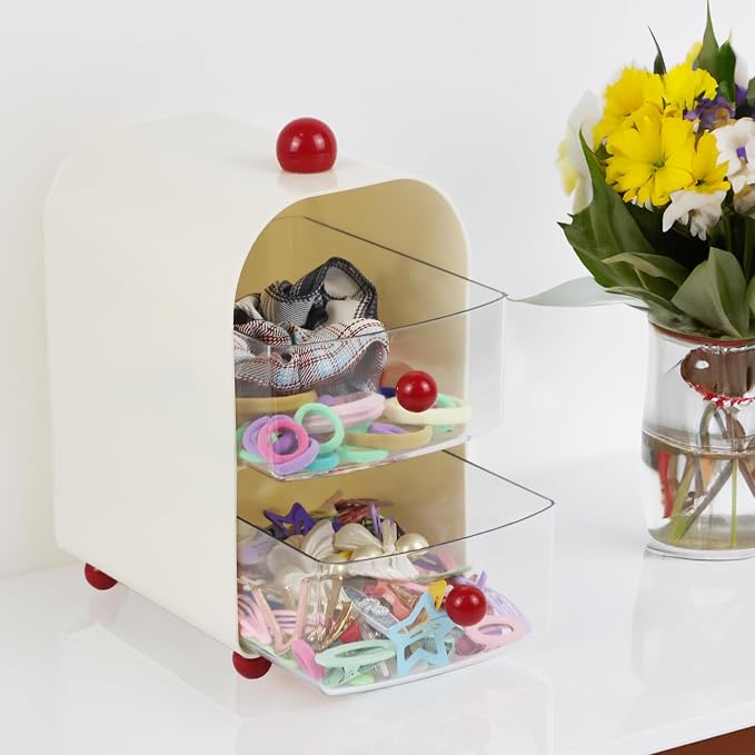 ZEXALOR Small Desk Organizer with Drawers for Makeup Nightstand Dresser Vanity Accessories,Tea Bag Holder, Tea Organizers and Storage, Mini Cute Countertop Storage,Office,Kitchen,Plastic