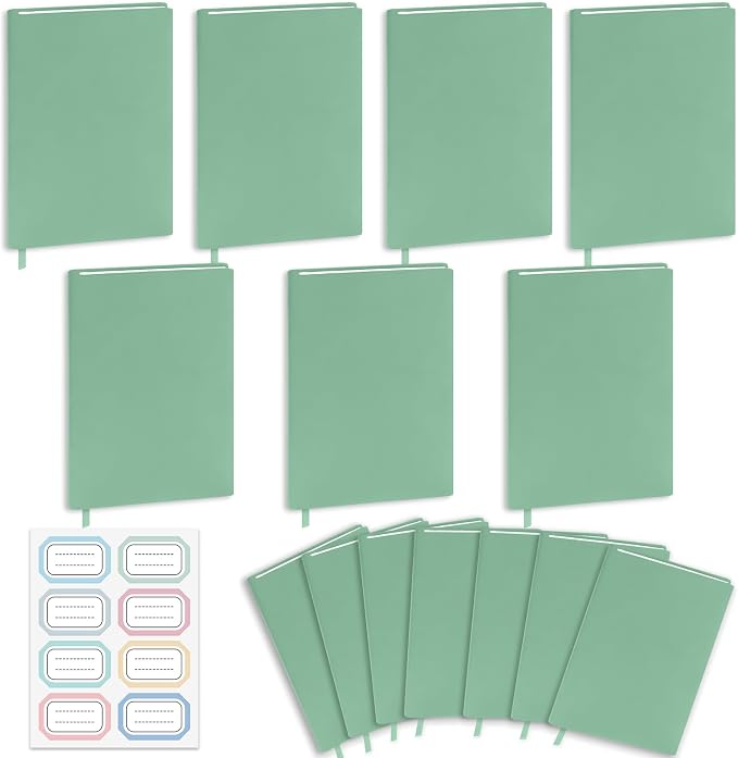 Jumbo Book Covers 7 Pack Reusable Fabric Book Cover Protective Books Covers 9 x 11 Inch Green Stretchable Books Sleeve Cover with Label Sticker for Most Hardcover Textbooks Up to 10 x 12.5 Inch