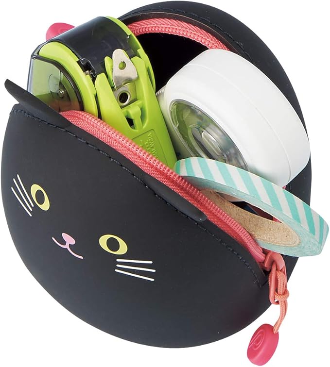 LIHIT LAB PuniLabo Zipper Pouch, Egg-Shaped, Calico Cat (A7782-7), Medium: 2.2 Ã— 2.4 inches