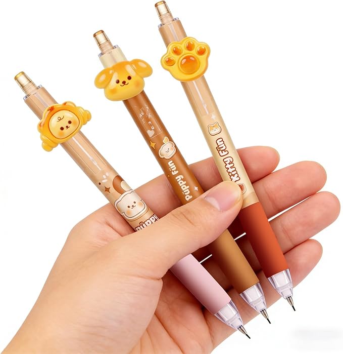 3Pcs Cute Dog Mechanical Pencils with Eraser 0.5mm Kawaii Cartoon Mechanical Pencil School Pencil Dog Gifts for Women Man