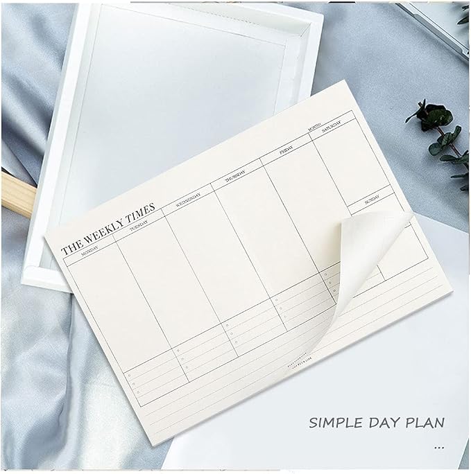 60 Sheets Weekly Pad, Tear Off Weekly Planner Notepad with Daily Schedule Weekly to Do List Notepad（7x10” ）