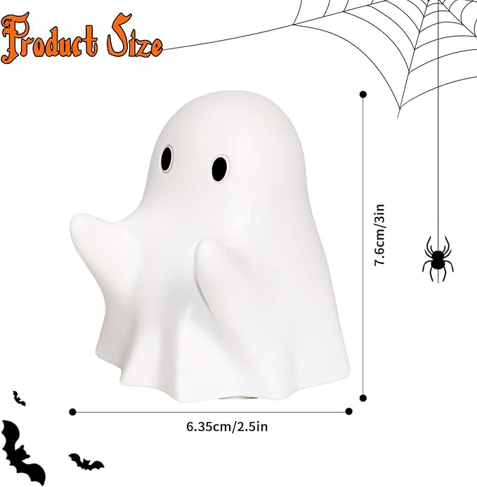 Halloween Ghost Pen Holder Figurine, Spooky Resin Ghost Statue, Cute Pencil Stand for Home Office Desktop Decoration, Funny Desk Organizer Accessory