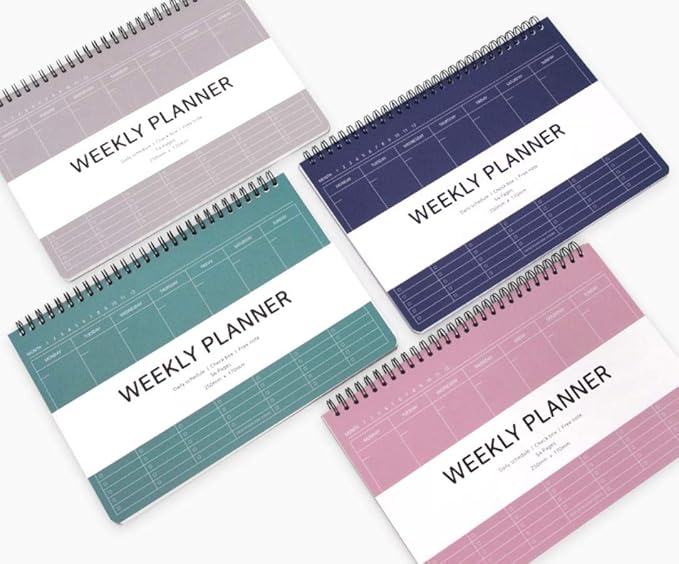 Elite Check Weekly Planner - Wirebound Undated Weekly & Daily Scheduler, Check Box, Free Note / 250 x 170 mm (Mocha Pink)