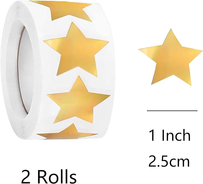 1000Pcs Small Star Stickers Gold Star Stickers 1" Diameter for Reward, Arts Supplies Planner