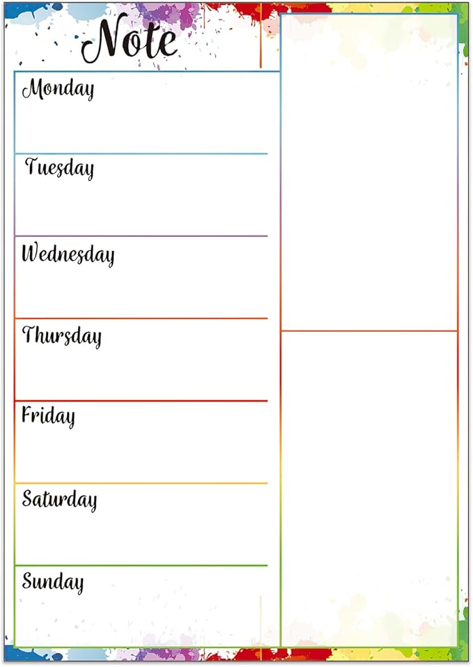 Magnetic Weekly Meal Planner for Refrigerator, 8x12'' Dry Erase Menu Board, Stain Resistant Whiteboard, Strong Magnetic Backing, Ideal for Families, Students, Roommates, Notes, Grocery Lists (C)